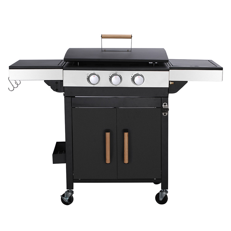 2 Burner Gas BBQ Plancha Griddle na may Trolley