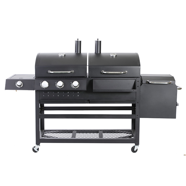 Outdoor Garden Malaking Gas Charcoal Grill na may Smoker