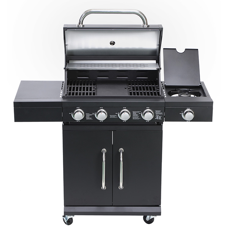 Quad Burner Gas Grilling Station na may Side Cooker